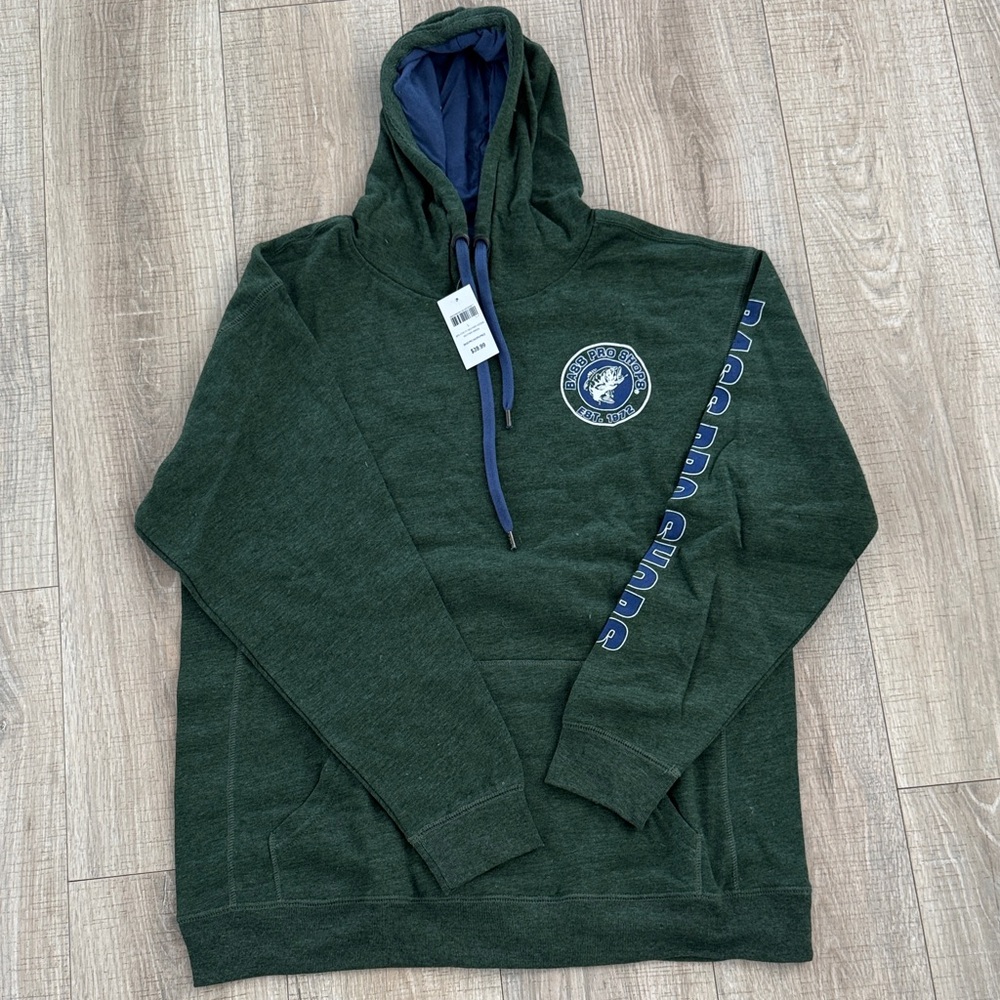 Bass Pro Shops Green Hoodie with Blue Accents